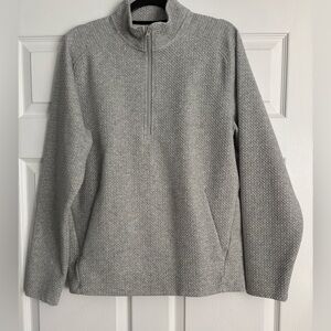 Old Navy Men's Gray Textured Fleece Mock Neck Quarter- Zip Pullover Jacket , M